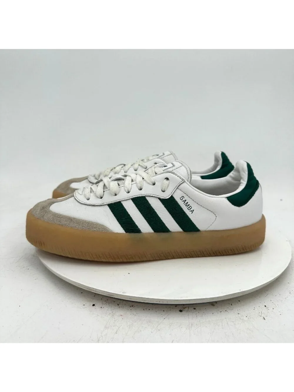 Adidas Originals Samba Women Size 8.5 White Green Rubber Sole Casual Shoes
